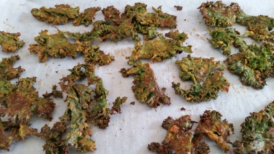 cooked kale on tray