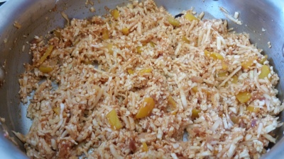rice in pan
